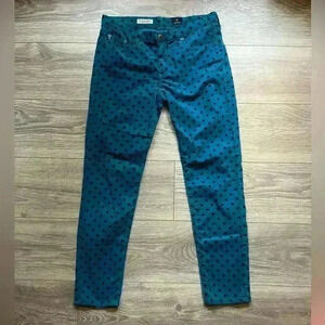 AG Adriano Goldschmied Blue Polka Dot Stevie Ankle Straight Leg Corduroys S 28